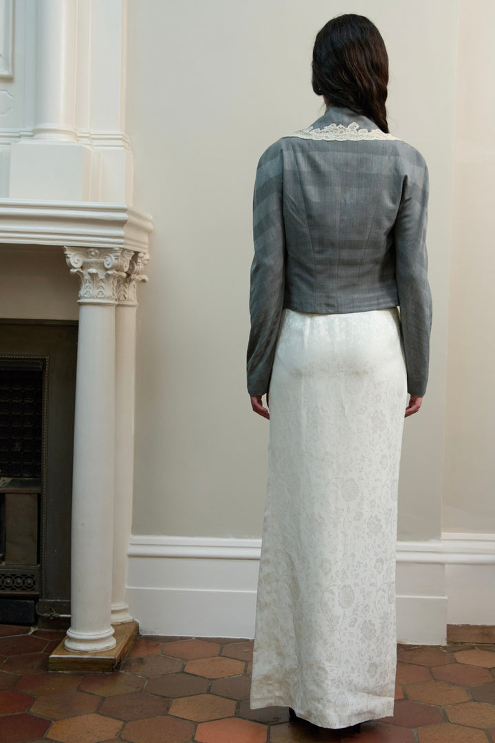 Christian Dior Lace-Collar Grey Cropped Jacket by John Galliano (Pre-AW1998)