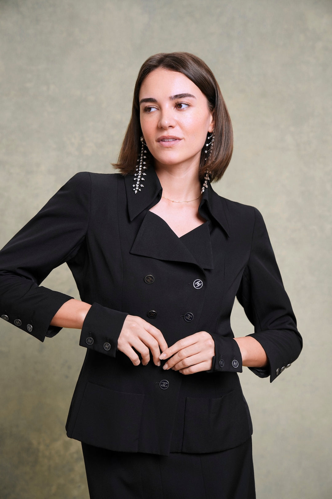 Chanel Black Wool Suit with Detached Cuffs by Karl Lagerfeld (SS 2001)