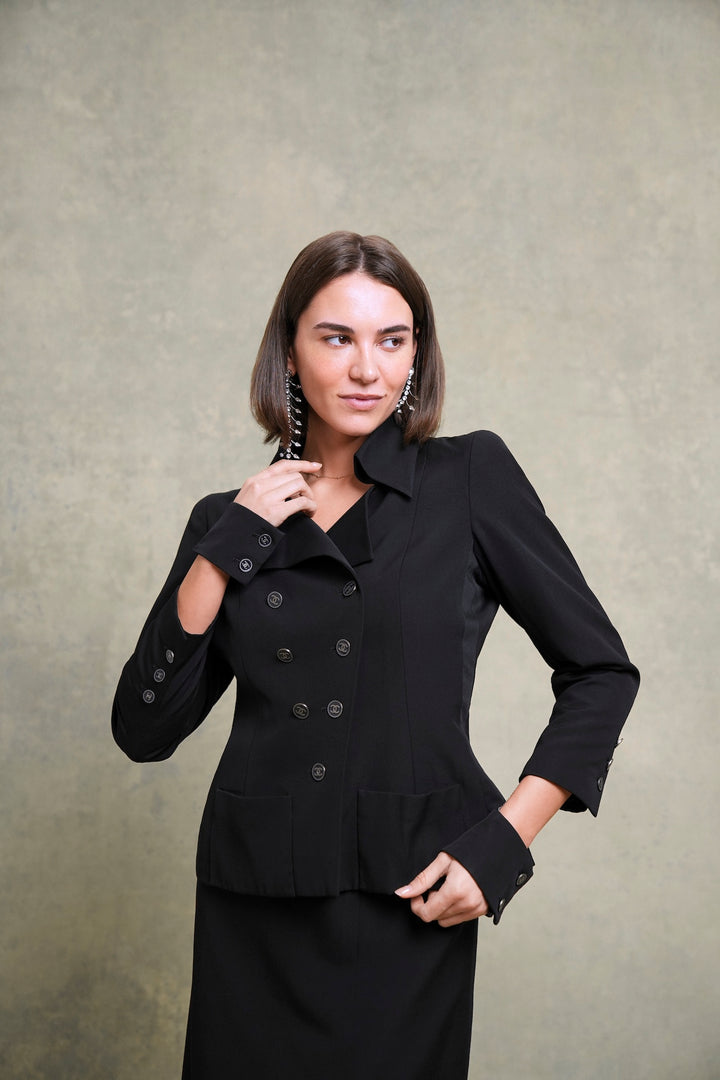 Chanel Black Wool Suit with Detached Cuffs by Karl Lagerfeld (SS 2001)