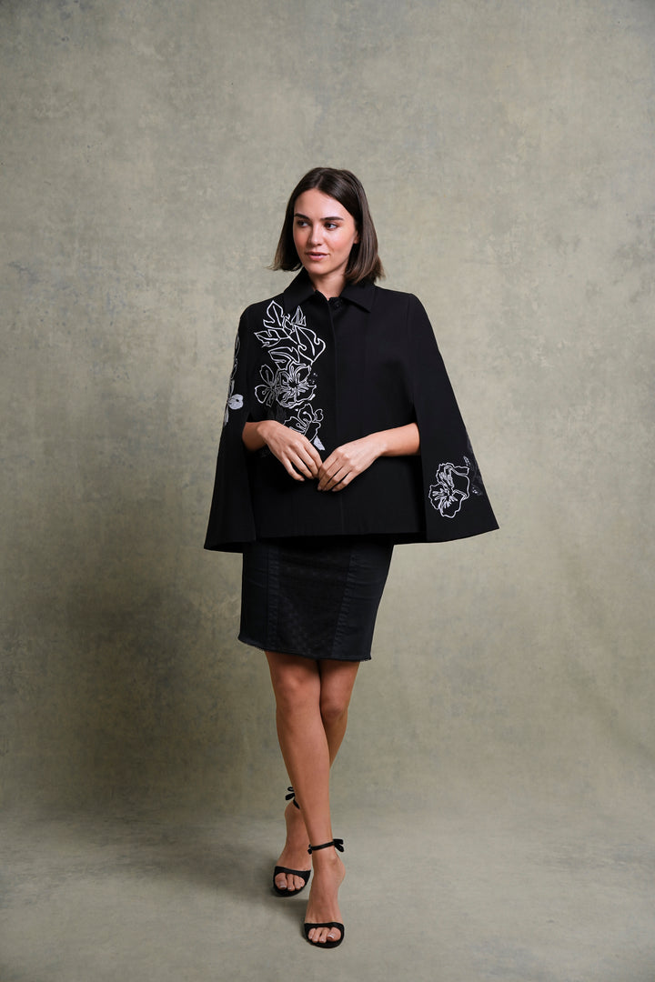 Fendi Floral Embroidered Wool and Silk Cape by Karl Lagerfeld (c. 2017)