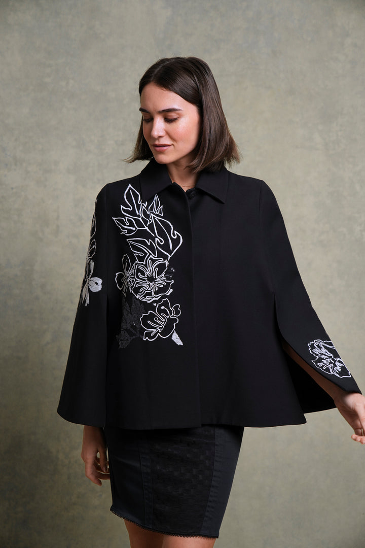 Fendi Floral Embroidered Wool and Silk Cape by Karl Lagerfeld (c. 2017)