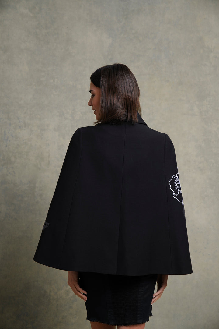 Fendi Floral Embroidered Wool and Silk Cape by Karl Lagerfeld (c. 2017)