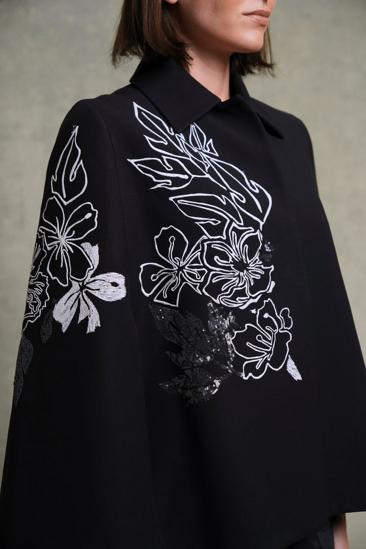 Fendi Floral Embroidered Wool and Silk Cape by Karl Lagerfeld (c. 2017)