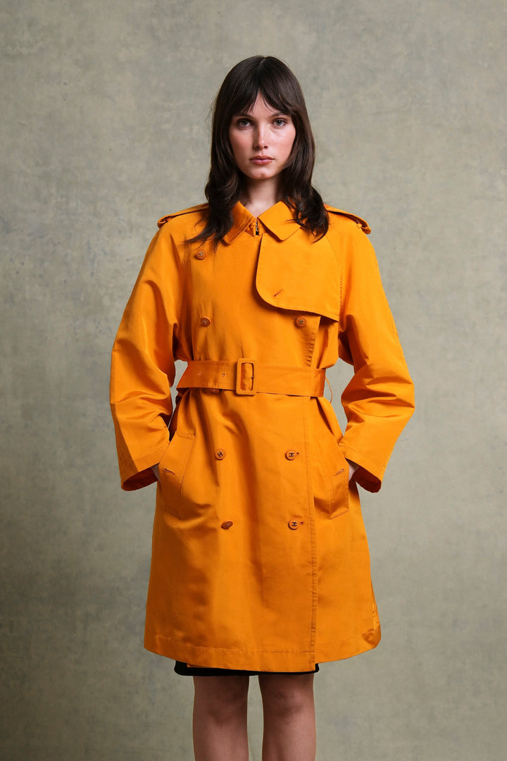 Chanel Orange Silk Trench Coat by Karl Lagerfeld (AW 1996)