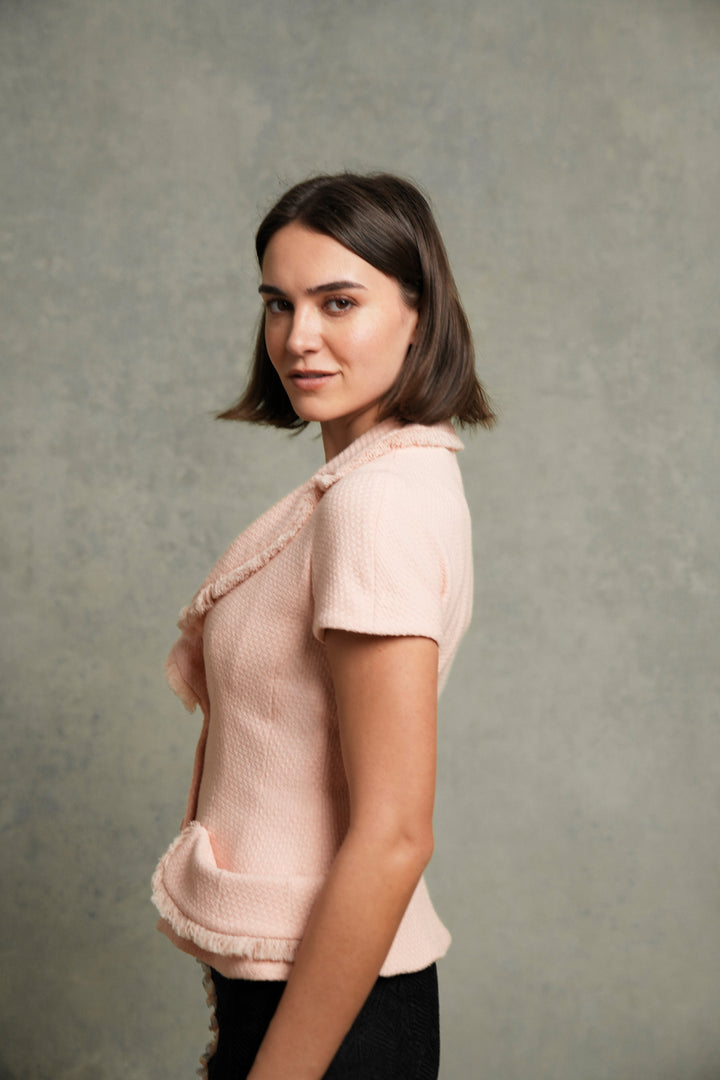 Christian Dior Pink Bar Short Sleeved Jacket by John Galliano (Cruise 2000)