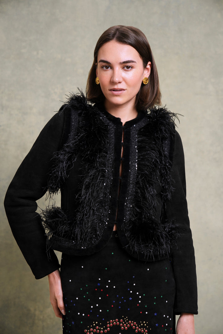 Valentino Black Lambskin Shearling Jacket (AW 2005)