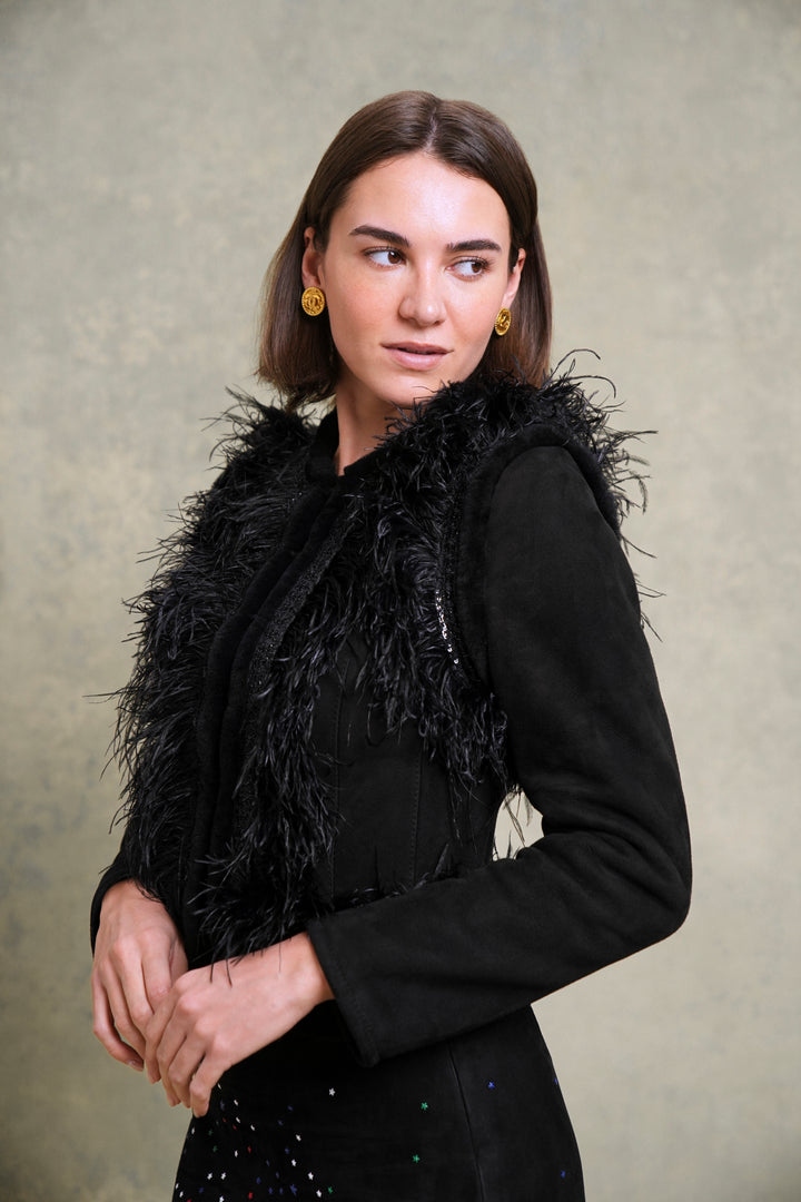 Valentino Black Lambskin Shearling Jacket (AW 2005)
