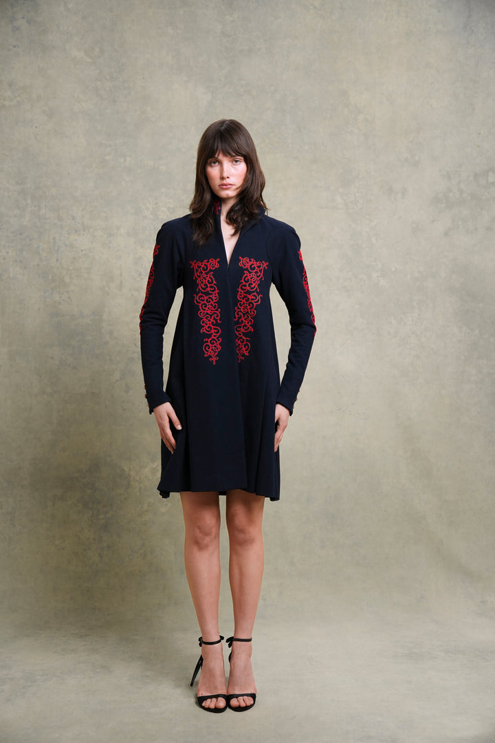 Chanel Paris-Salzburg Embroidered Navy Wool Coat by Karl Lagerfeld (Pre-Fall 2015)