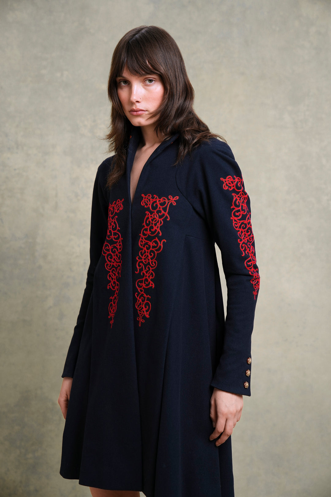 Chanel Paris-Salzburg Embroidered Navy Wool Coat by Karl Lagerfeld (Pre-Fall 2015)