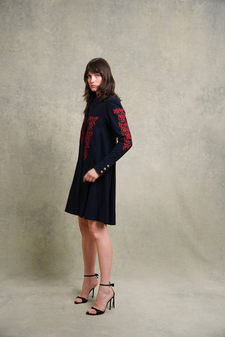 Chanel Paris-Salzburg Embroidered Navy Wool Coat by Karl Lagerfeld (Pre-Fall 2015)