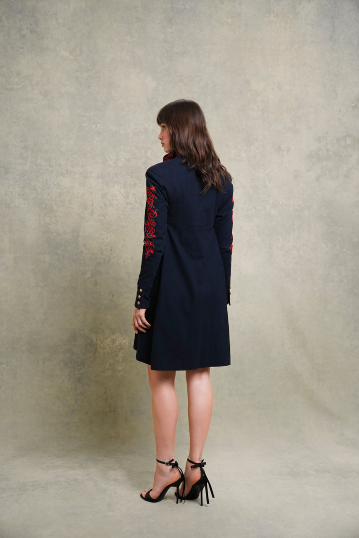 Chanel Paris-Salzburg Embroidered Navy Wool Coat by Karl Lagerfeld (Pre-Fall 2015)