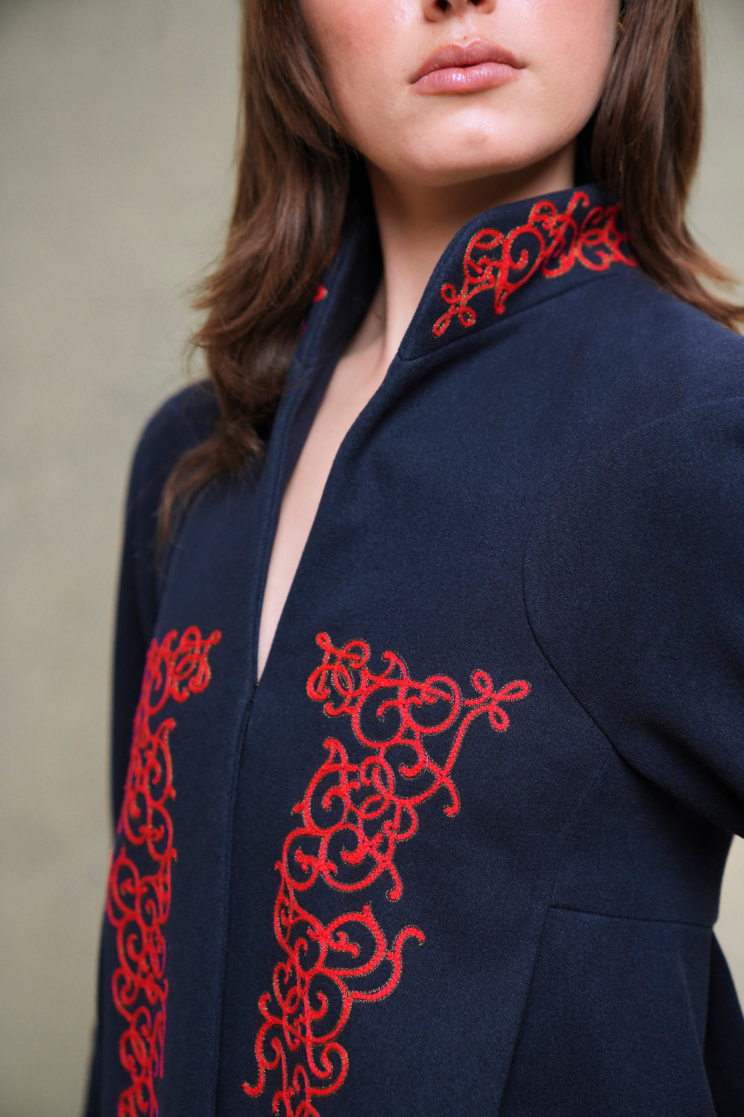 Chanel Paris-Salzburg Embroidered Navy Wool Coat by Karl Lagerfeld (Pre-Fall 2015)