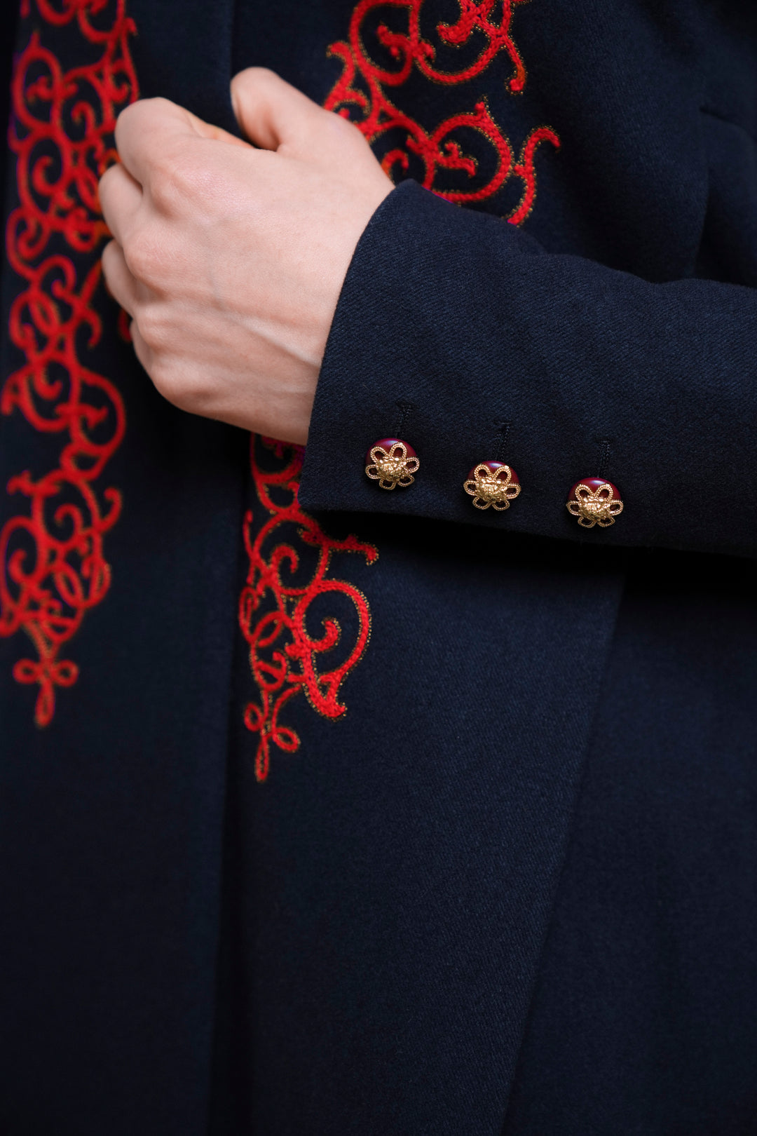 Chanel Paris-Salzburg Embroidered Navy Wool Coat by Karl Lagerfeld (Pre-Fall 2015)