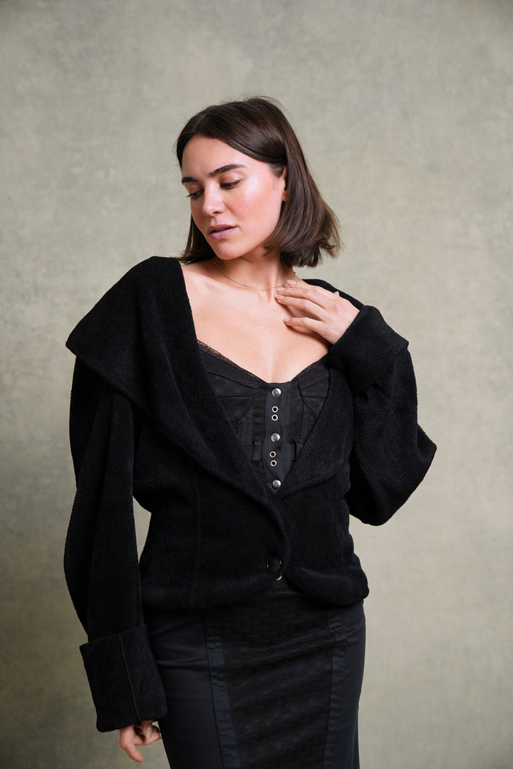 Alaïa Black Plush Jacket by Azzedine Alaïa (AW 1989)