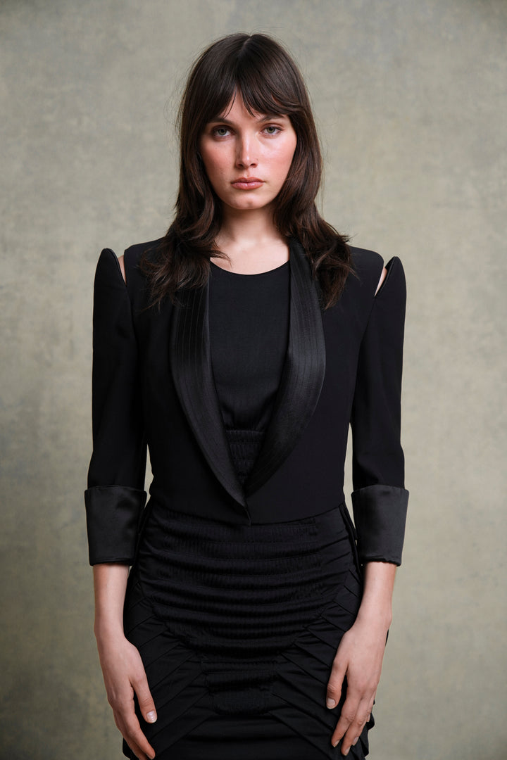 Alexander McQueen Black Cutout Shoulder Tailcoat by Sarah Burton (SS 2011)
