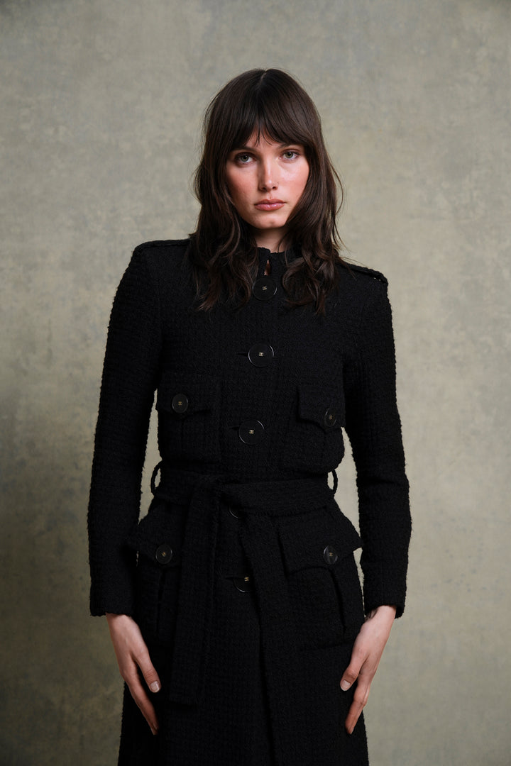 Chanel Black Wool Bouclé Coat, Paris Cosmopolite Métiers d’Art  by Karl Lagerfeld (Pre-Fall 2017)