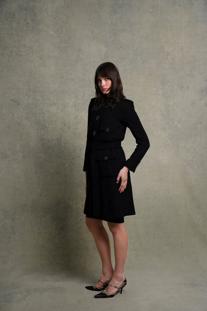 Chanel Black Wool Bouclé Coat, Paris Cosmopolite Métiers d’Art  by Karl Lagerfeld (Pre-Fall 2017)