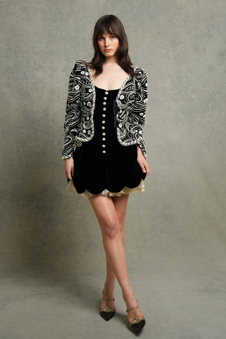 Emanuel Ungaro Haute Couture Paisley-Beaded Velvet Cocktail Ensemble (AW 1991)