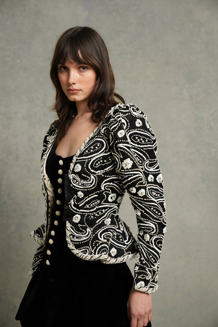 Emanuel Ungaro Haute Couture Paisley-Beaded Velvet Cocktail Ensemble (AW 1991)
