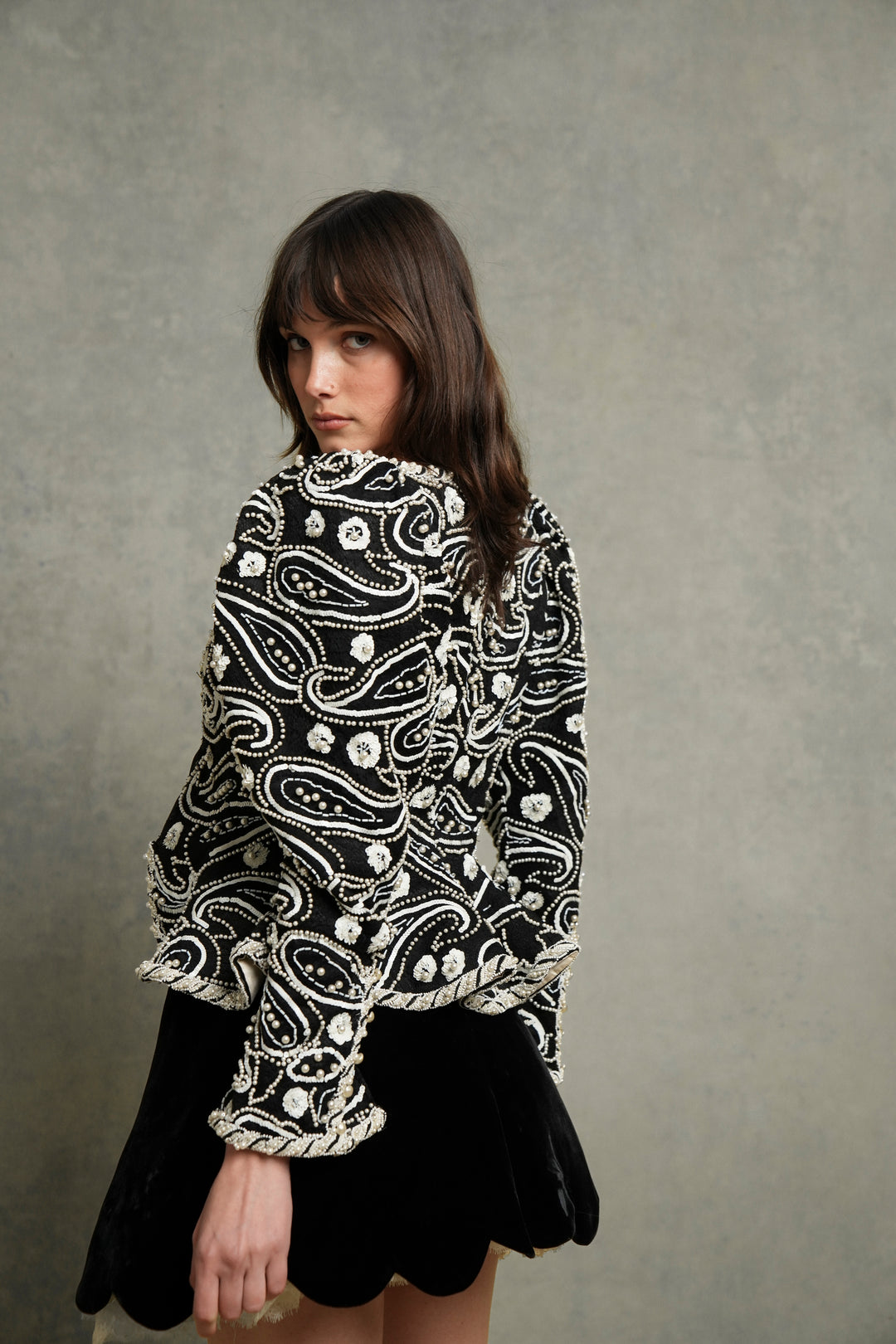 Emanuel Ungaro Haute Couture Paisley-Beaded Velvet Cocktail Ensemble (AW 1991)