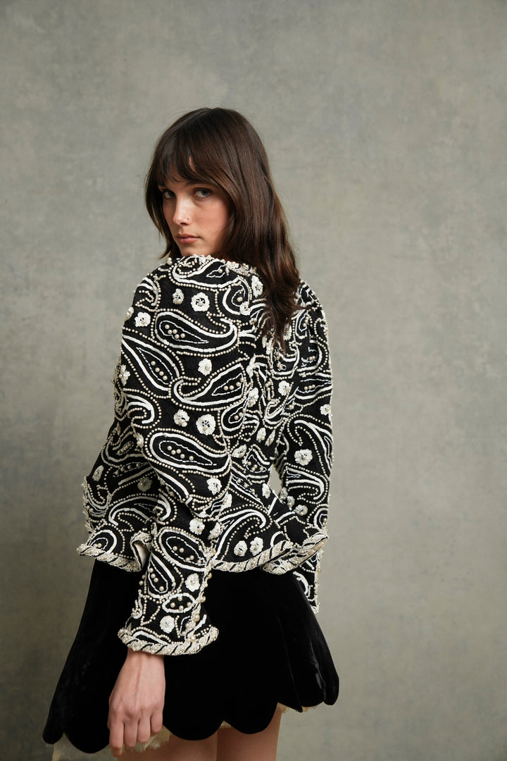 Emanuel Ungaro Haute Couture Paisley-Beaded Velvet Cocktail Ensemble (AW 1991)