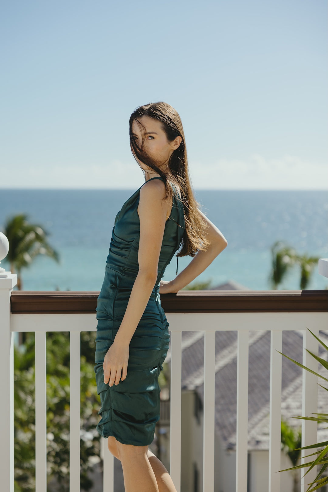 Dolce & Gabbana Bottle-Green Silk Satin Dress (c. 2010s)