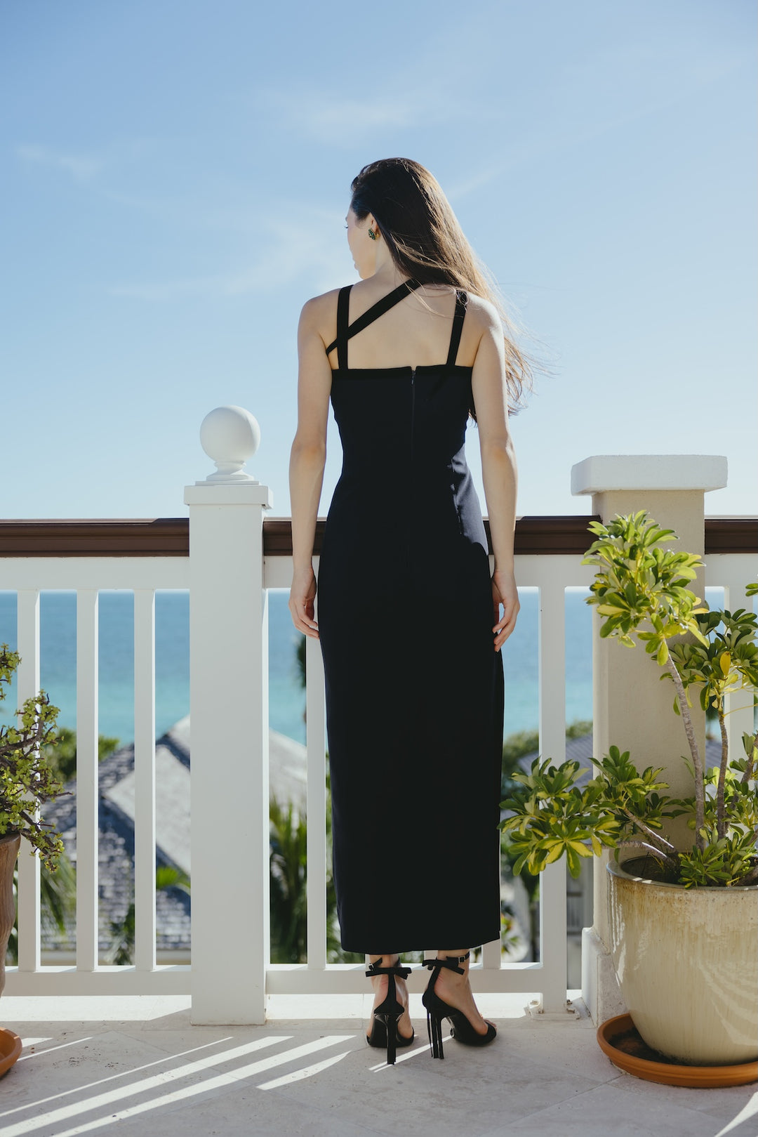 Thierry Mugler Black Crepe and Velvet Strap Dress (c. 1992)