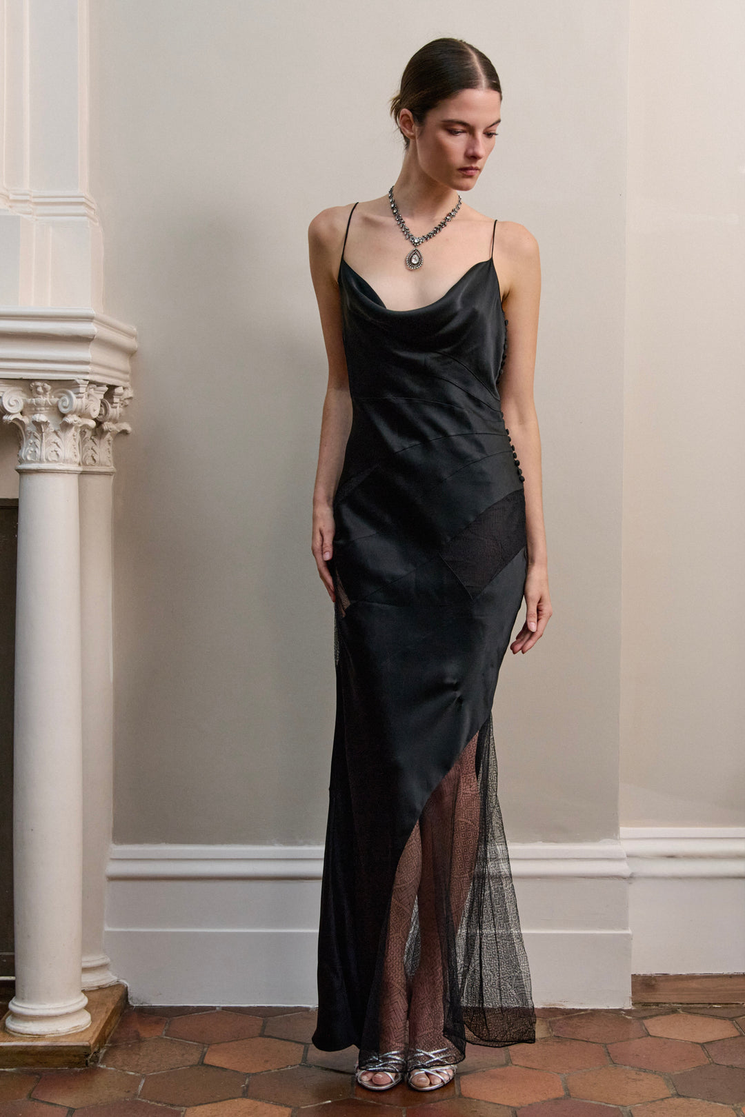 A Christian Dior Bias-cut Black Lace and Satin Dress by John Galliano (c. 2001)