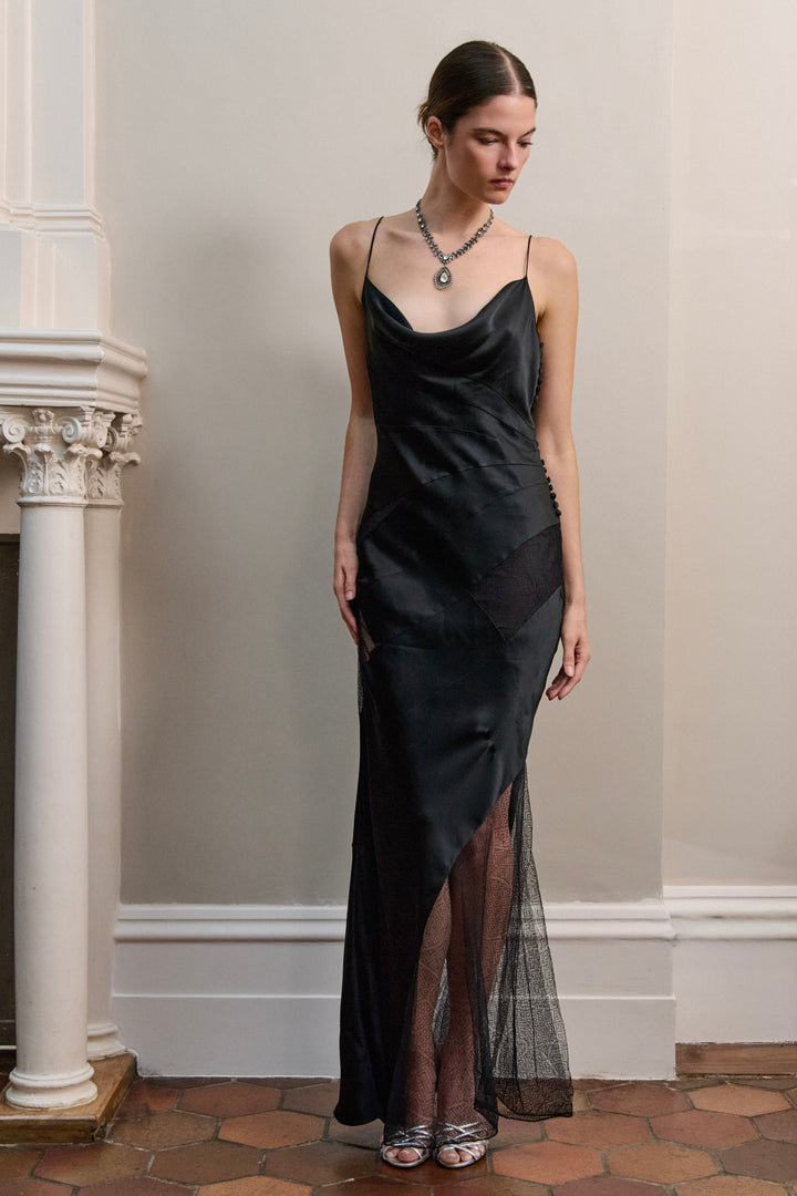 A Christian Dior Bias-cut Black Lace and Satin Dress by John Galliano (c. 2001)