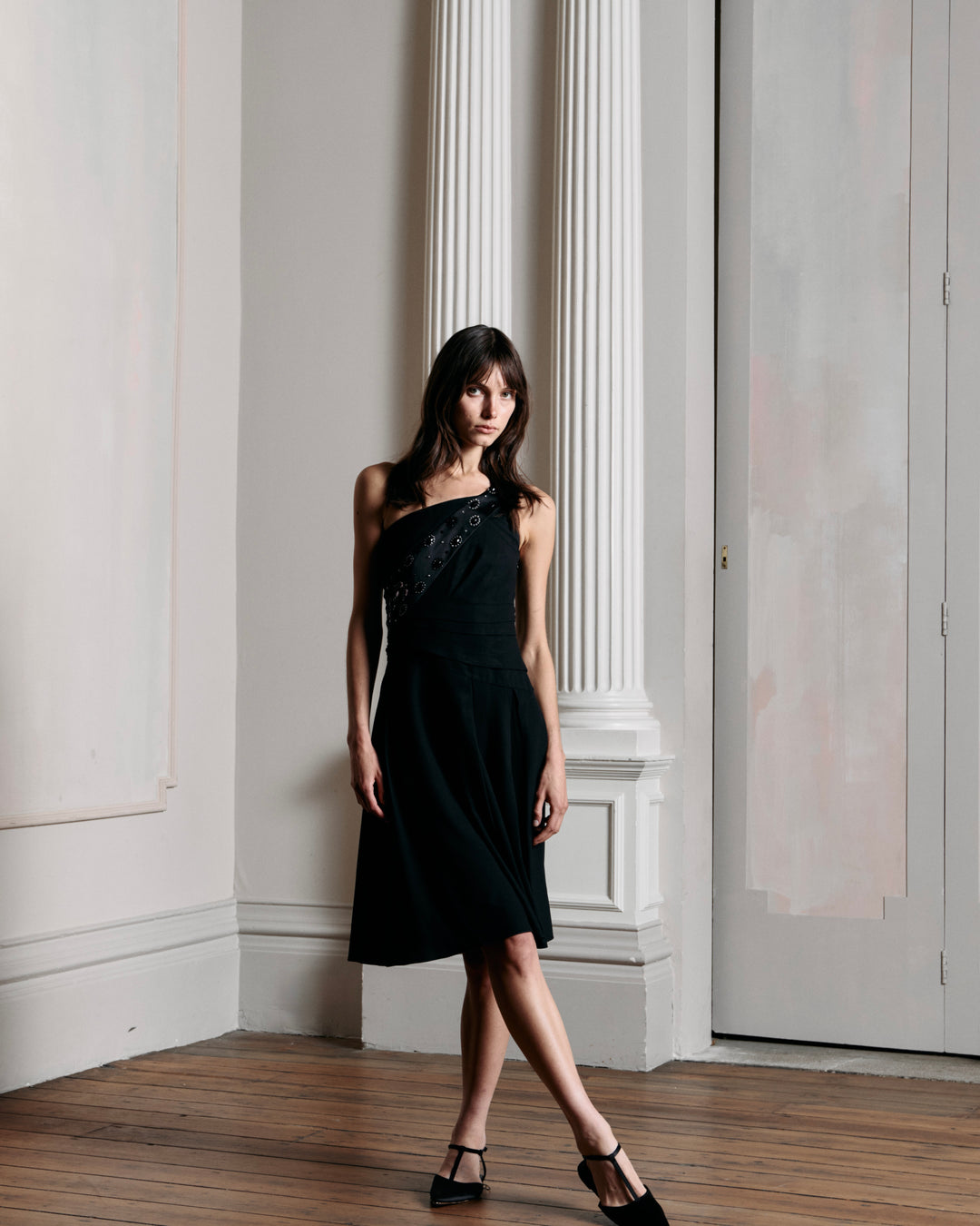 Christian Dior Black Crepe One Shoulder Dress by John Galliano (AW 2007)