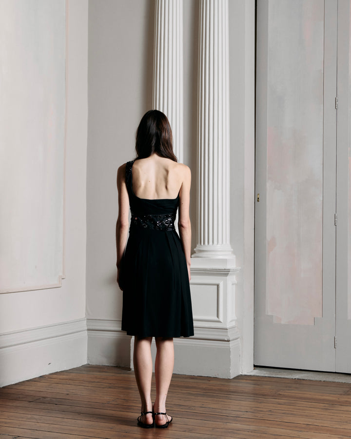 Christian Dior Black Crepe One Shoulder Dress by John Galliano (AW 2007)