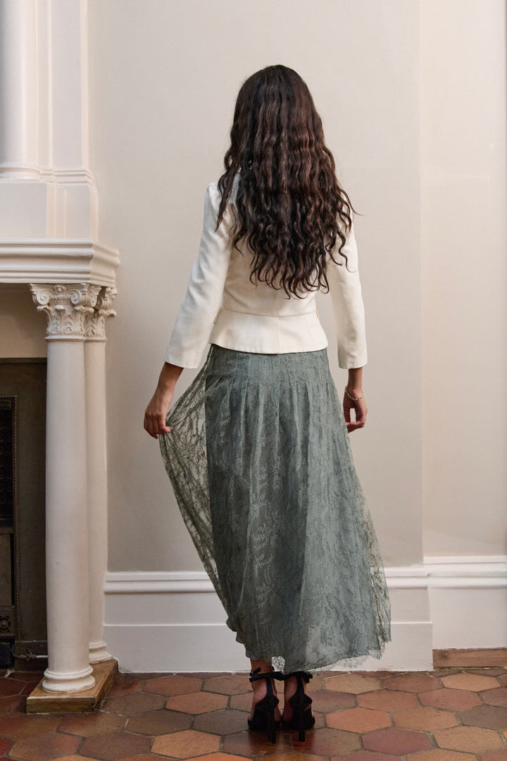 Christian Dior Mid-Length Silk Lace Skirt by Maria Grazia Chiuri (c. 2020s)