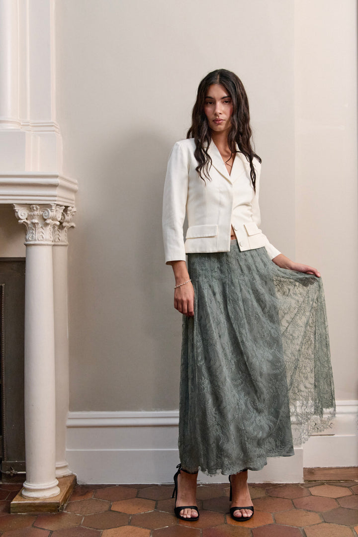 Christian Dior Mid-Length Silk Lace Skirt by Maria Grazia Chiuri (c. 2020s)