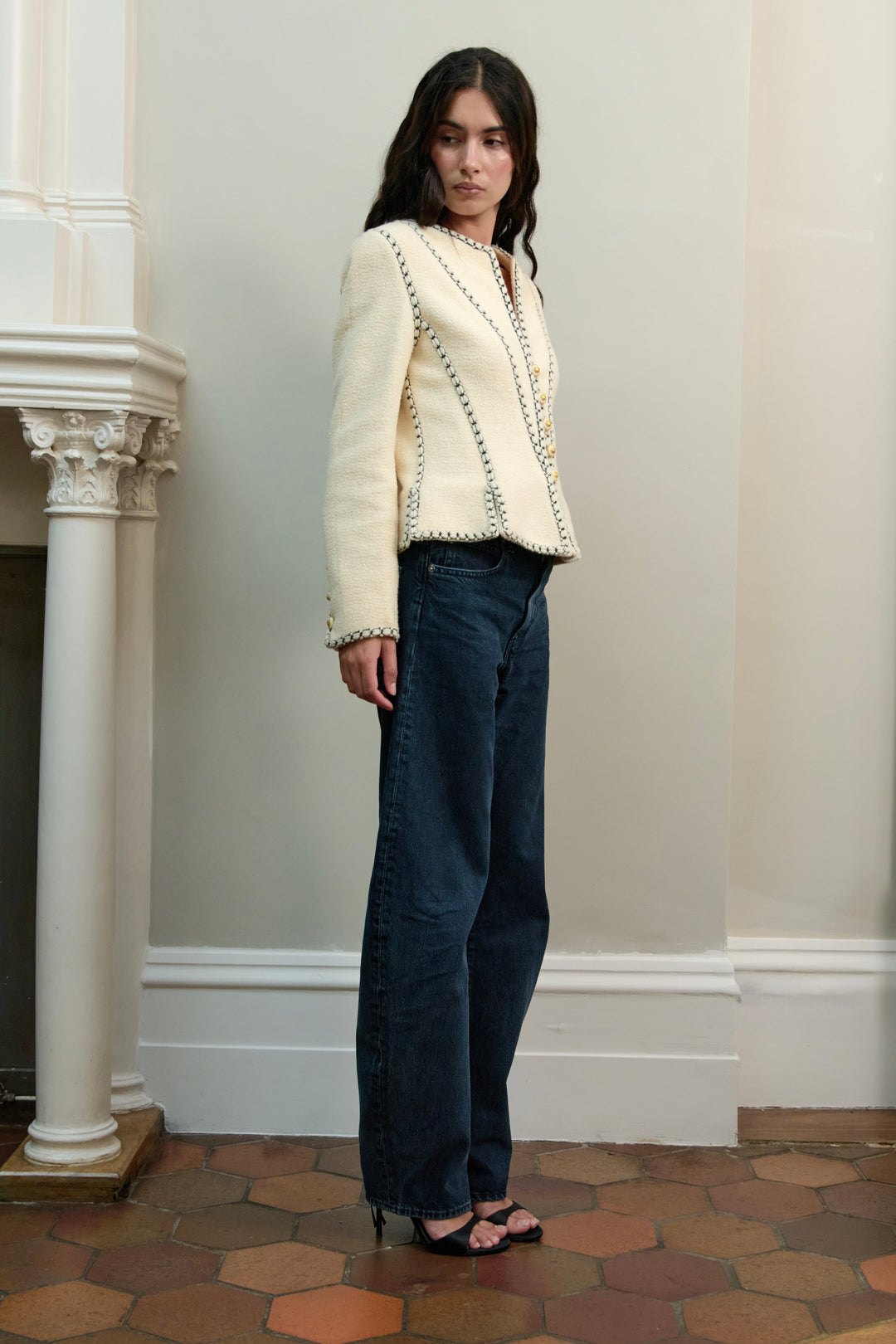 Chanel Cream Bouclé Corset-Trim Jacket by Karl Lagerfeld (AW 1993)