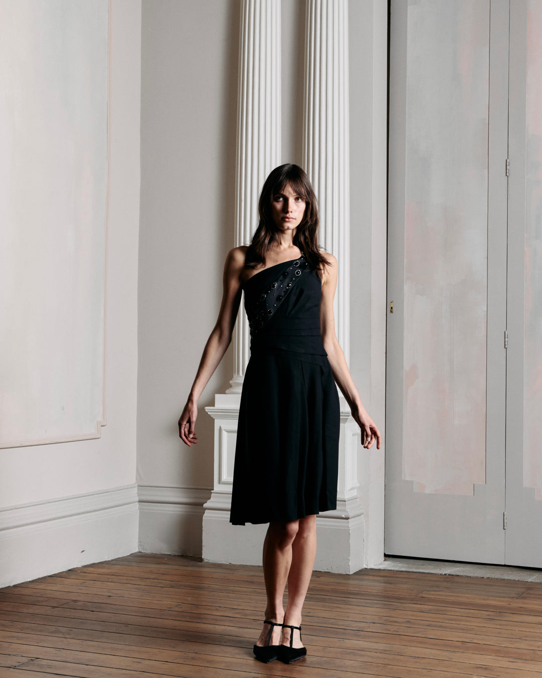 Christian Dior Black Crepe One Shoulder Dress by John Galliano (AW 2007)