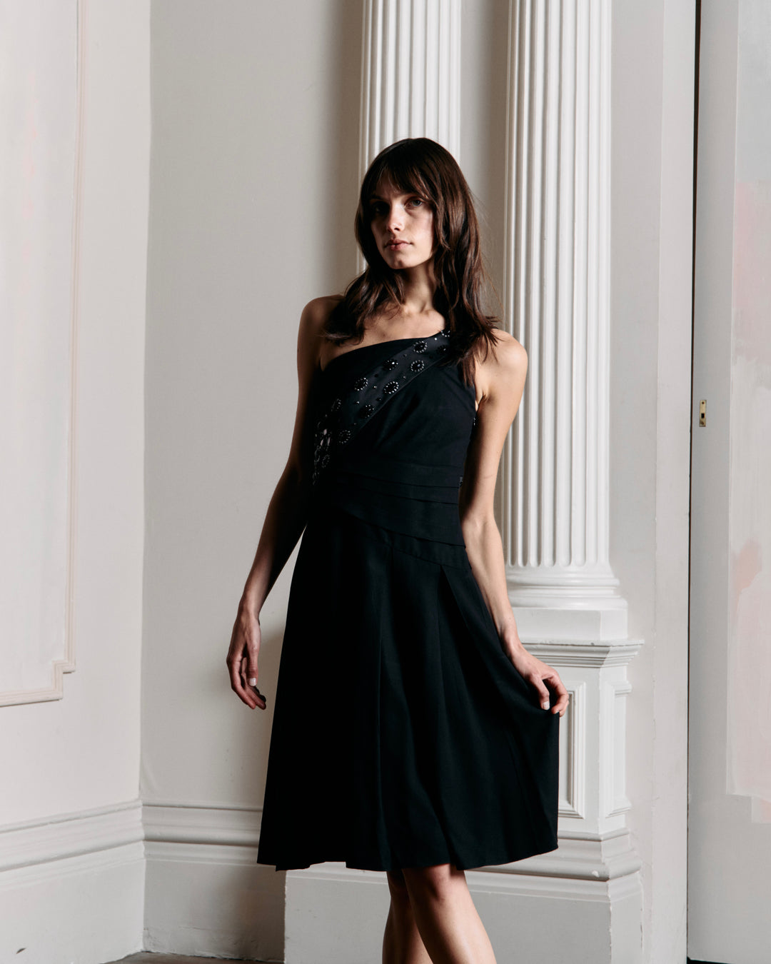 Christian Dior Black Crepe One Shoulder Dress by John Galliano (AW 2007)