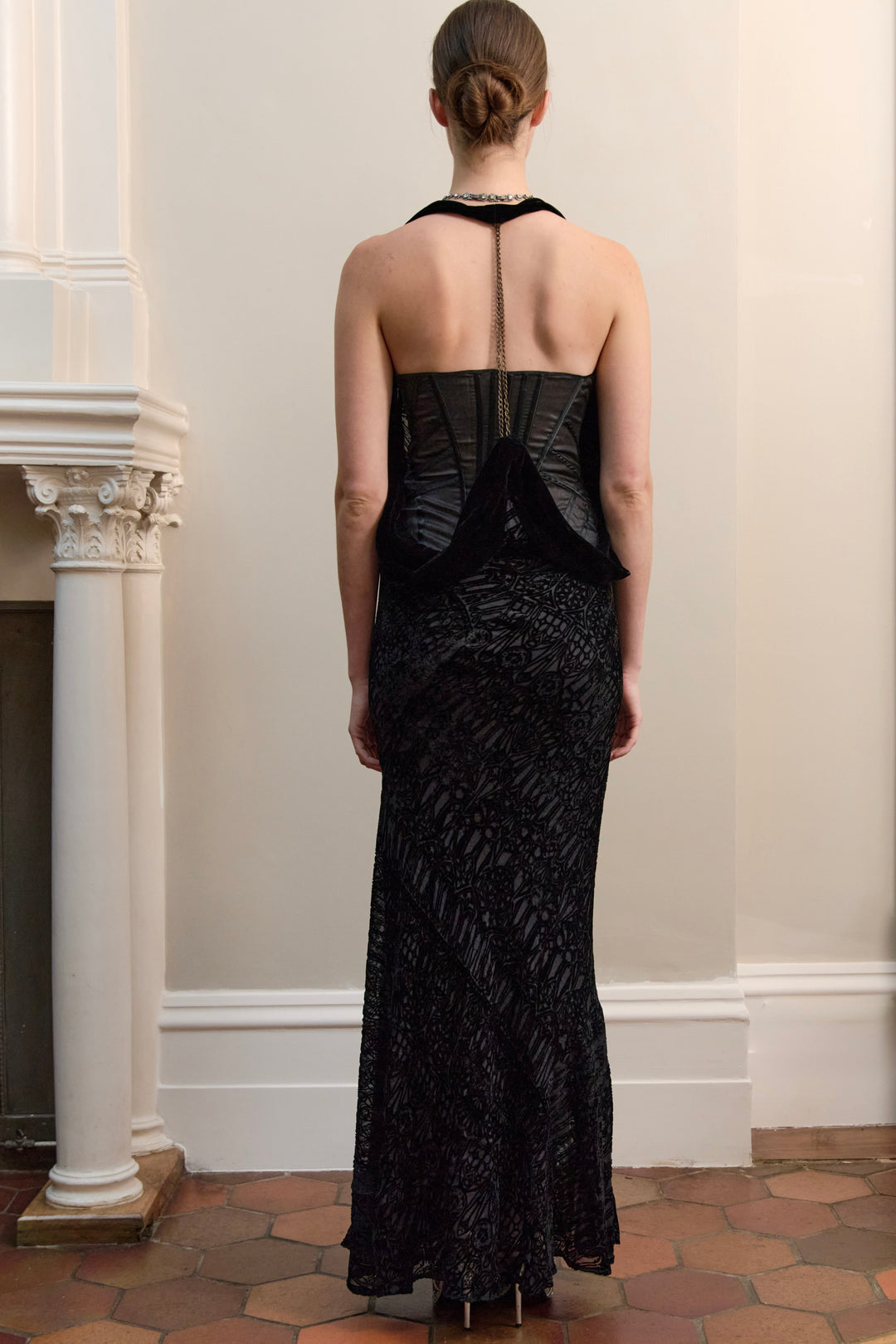 Alexander McQueen Black Devoré Velvet Evening Gown (c. 2004)