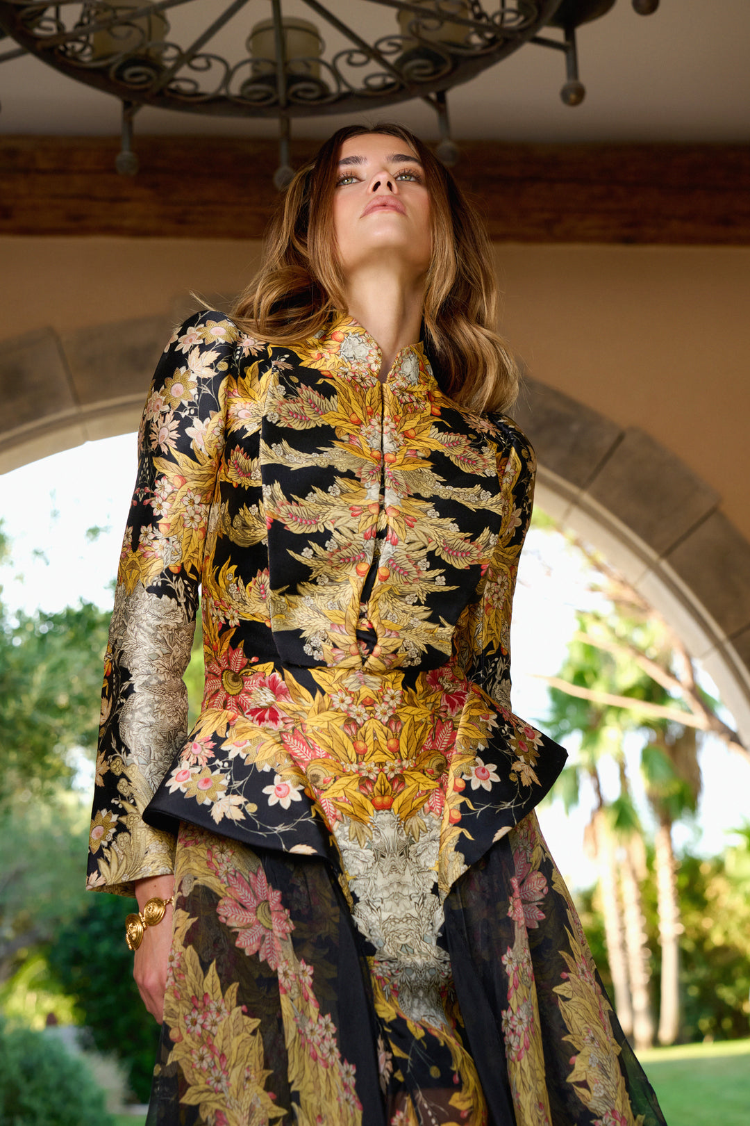 Alexander McQueen Black Foliage-Print Silk Dress by Sarah Burton (SS 2011)