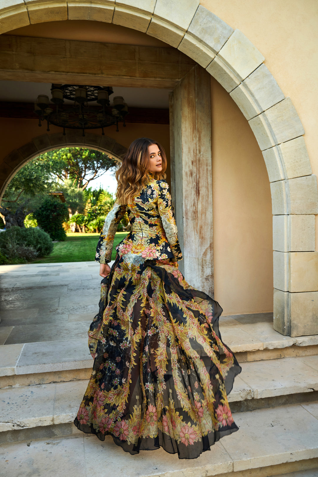 Alexander McQueen Black Foliage-Print Silk Dress by Sarah Burton (SS 2011)