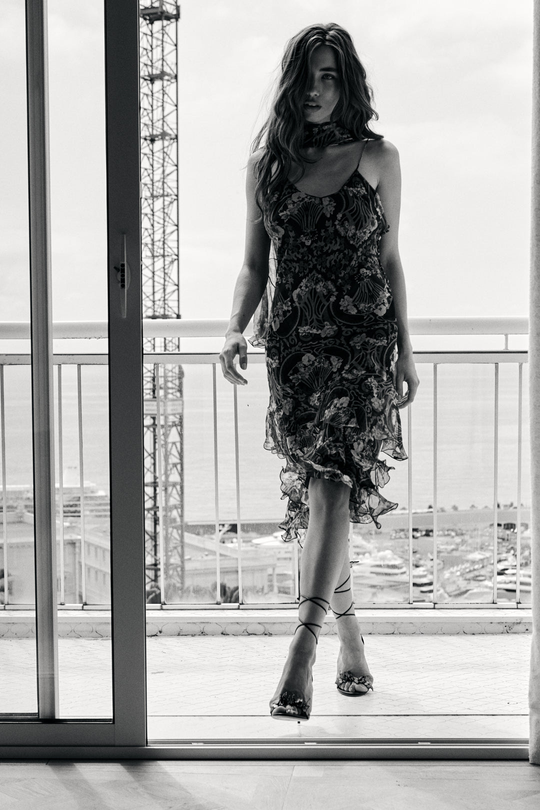 Christian Dior Printed Silk Chiffon Dress and Stole by John Galliano (SS 2005)