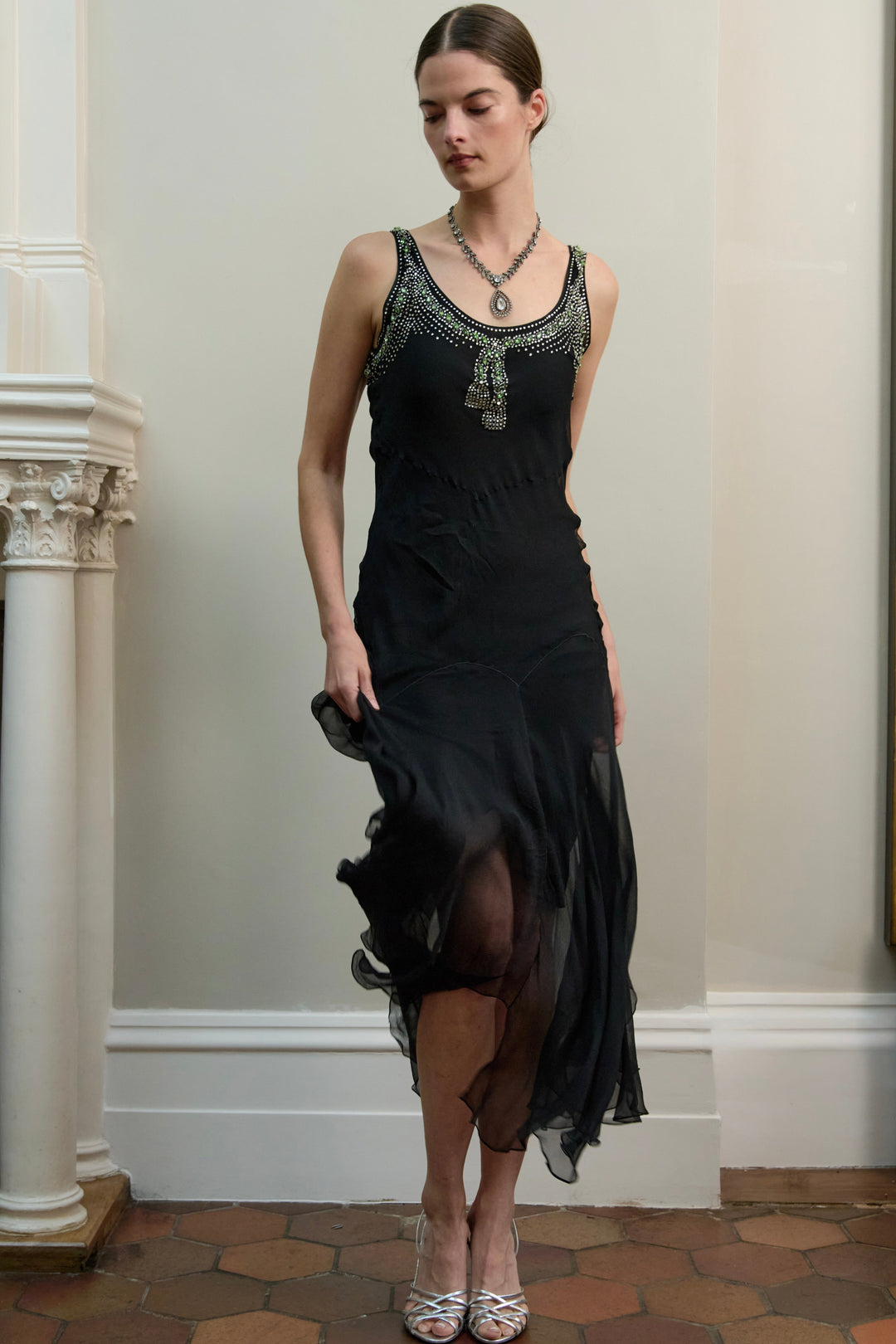 Christian Dior Evening Gown with Trompe-l'œil Crystal Bow Embroidery b – Epoque Couture