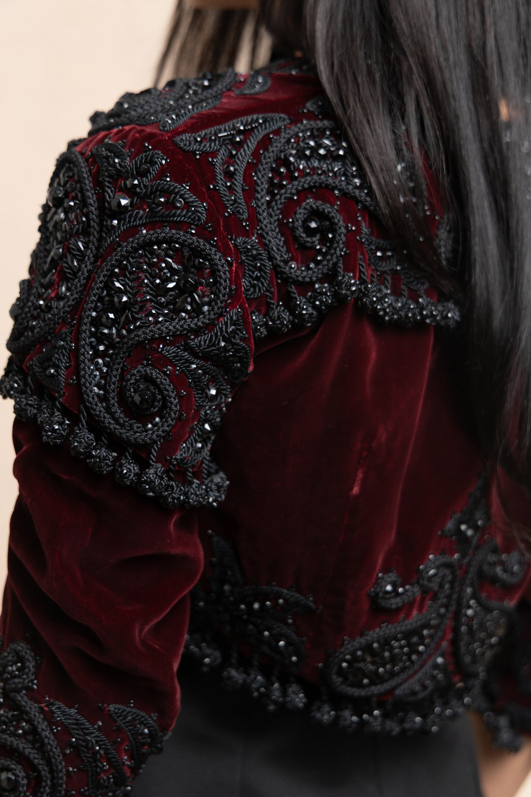 Cristóbal Balenciaga Burgundy Silk Velvet Embroidered Matador Jacket (AW 1946)