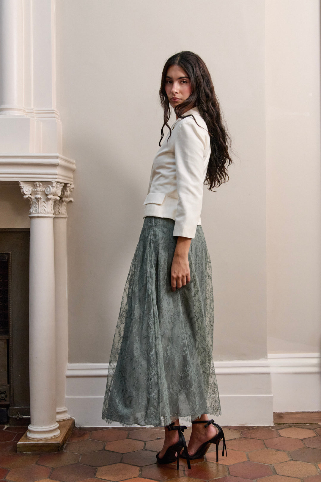 Christian Dior Mid-Length Silk Lace Skirt by Maria Grazia Chiuri (c. 2020s)