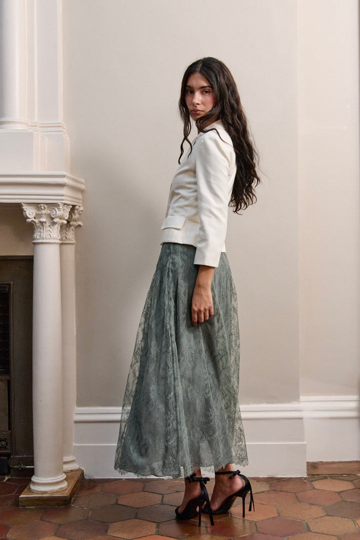 Christian Dior Mid-Length Silk Lace Skirt by Maria Grazia Chiuri (c. 2020s)
