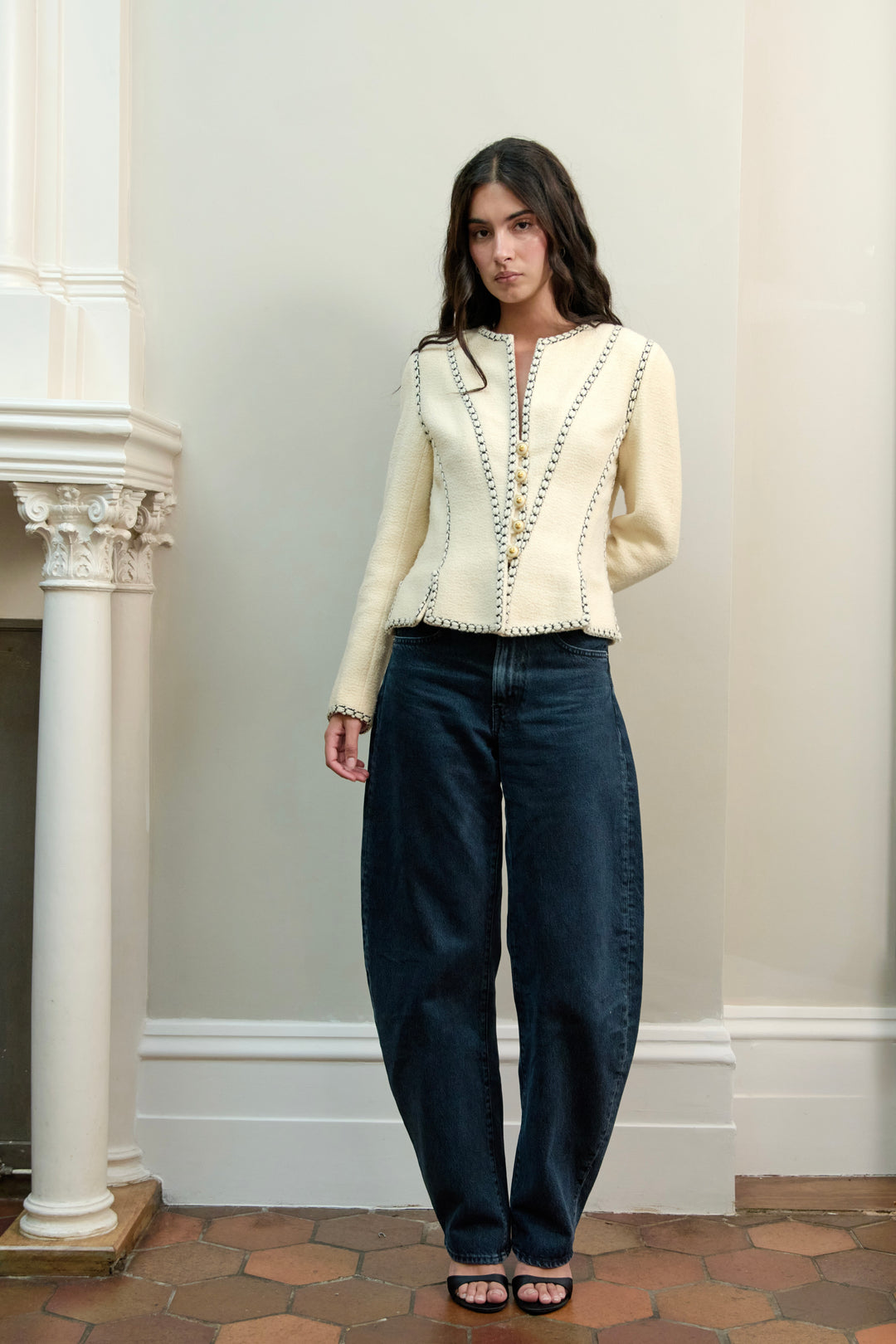 Chanel Cream Bouclé Corset-Trim Jacket by Karl Lagerfeld (AW 1993)