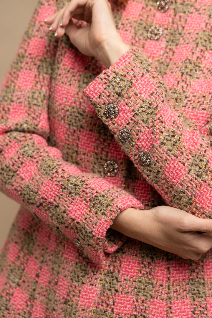Chanel Pink and Beige Tweed Jacket by Virginie Viard (AW 2022)