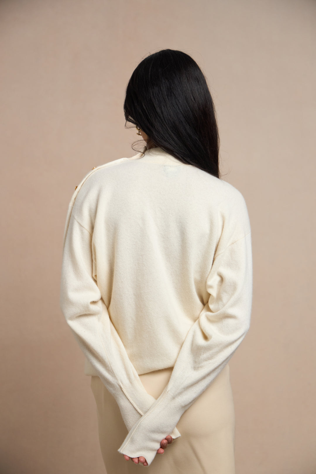 Chanel Cream Cashmere Mock Neck Jumper by Karl Lagerfeld (c. 1990s)