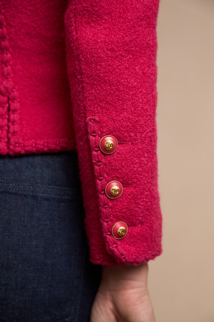 Chanel Fuschia Bouclé Corset-Trim Jacket by Karl Lagerfeld (AW 1993)