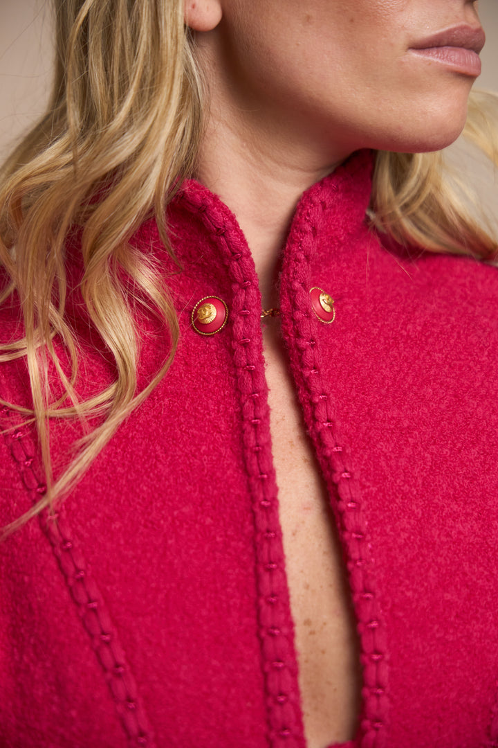 Chanel Fuschia Bouclé Corset-Trim Jacket by Karl Lagerfeld (AW 1993)