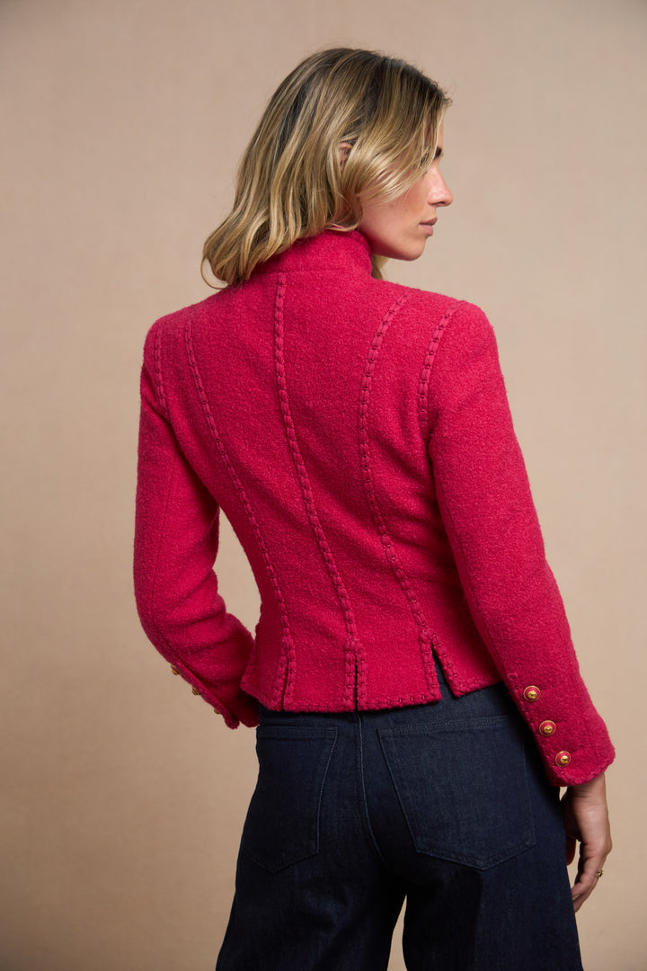 Chanel Fuschia Bouclé Corset-Trim Jacket by Karl Lagerfeld (AW 1993)